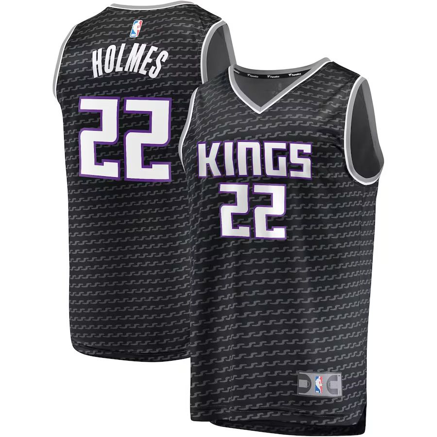 Men Sacramento Kings 22 Richaun Holmes Fanatics Branded Black Fast Break Player Replica NBA Jersey